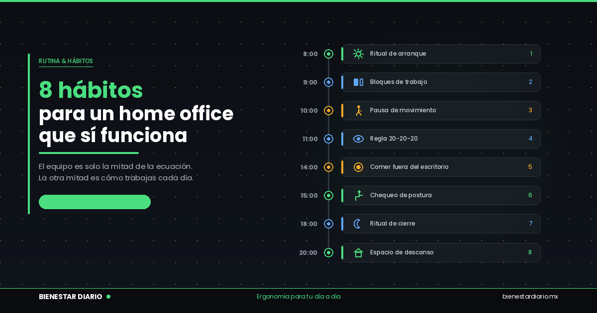 La rutina de 8 hábitos que separa un home office que agota de uno que funciona