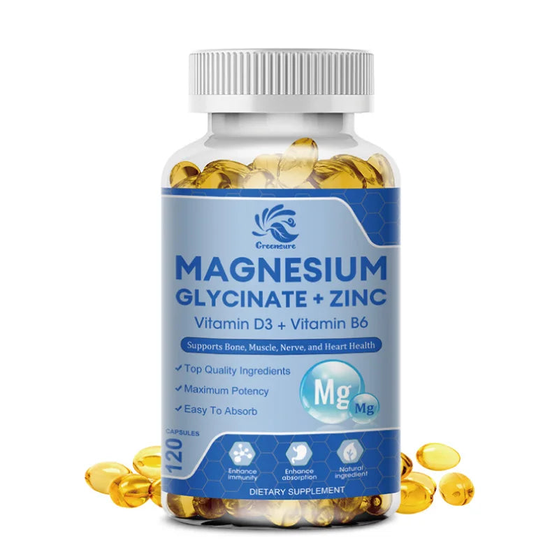 Magnesio Glicinato con D3 y B6 – Relajación, Sueño, Músculos y Corazón