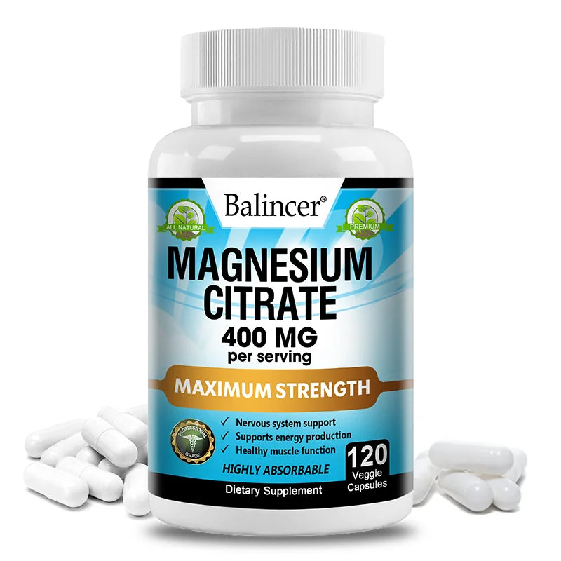 Magnesio Citrato 400mg – Corazón, Músculos, Nervios, Huesos y Digestión