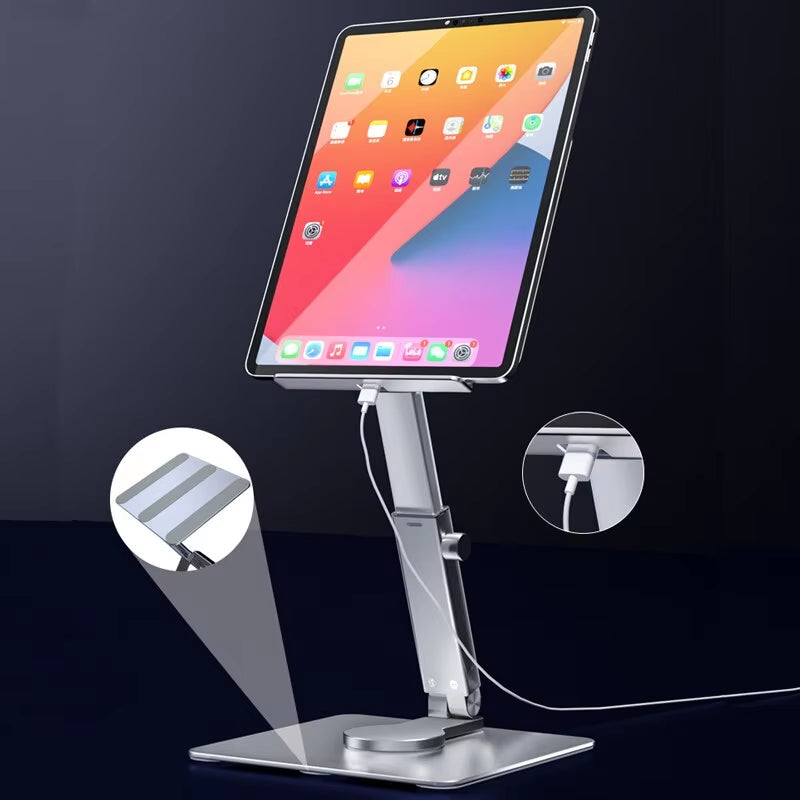 Aluminum Tablet Stand 360°Rotating Folding Adjustable Desk Holder Mount Riser for Ipad Pro Air 4 Mini 12.9 4-14 Inch Xiaomi Tab