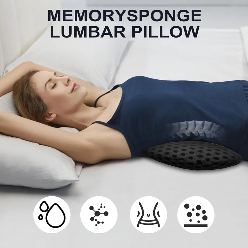 1Pcs Lumbar Support Pillow - Memory Foam Lumbar Support Pillow for Lower Back Pain Relief for Car Seats, Office Chairs, Sofas