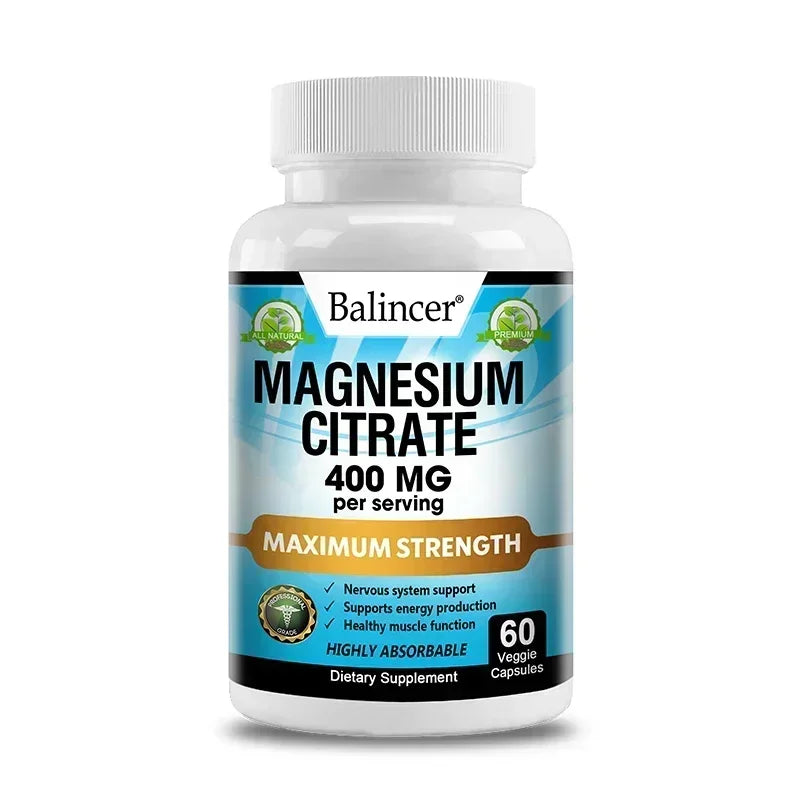 Magnesio Citrato 400mg – Corazón, Músculos, Nervios, Huesos y Digestión