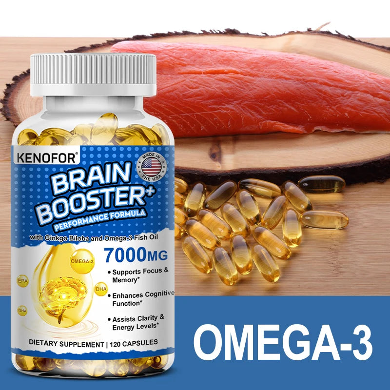 Omega 3 Aceite de Pescado – 1200mg EPA + 600mg DHA con Ginkgo Biloba para Corazón, Cerebro e Inmunidad