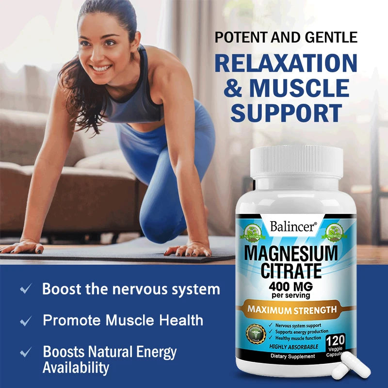 Magnesio Citrato 400mg – Corazón, Músculos, Nervios, Huesos y Digestión