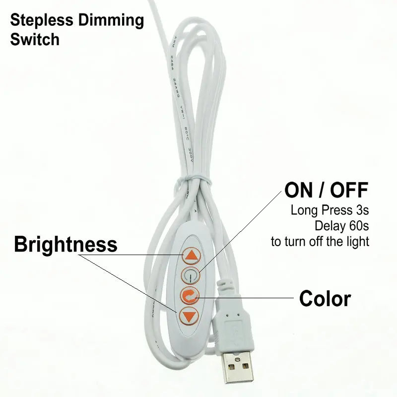 5V LED Book Lamp Student School Dormitory Reading Light USB Switch Adjustable LED Strip for Office Work Children Study Desk Lamp