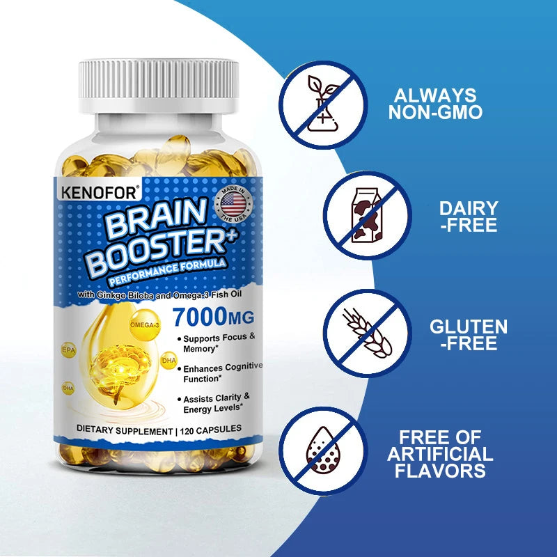 Omega 3 Aceite de Pescado – 1200mg EPA + 600mg DHA con Ginkgo Biloba para Corazón, Cerebro e Inmunidad