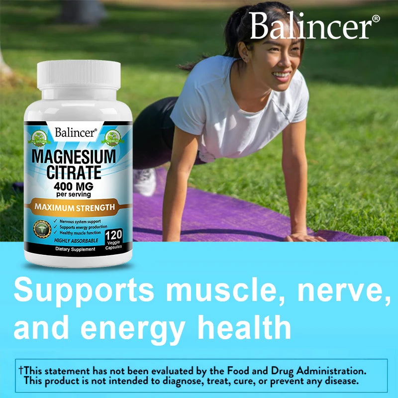 Magnesio Citrato 400mg – Corazón, Músculos, Nervios, Huesos y Digestión