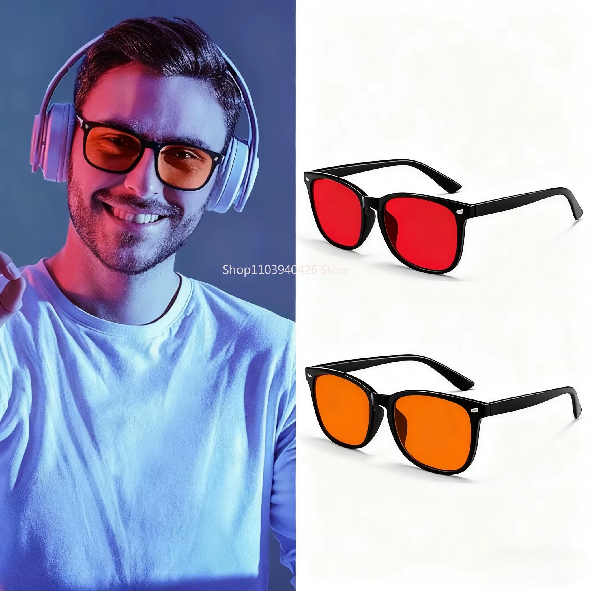 Blue Light Glasses Men Sleep Glasses for Blue Light Blocking Red Lens for Computer Gaming Reduce Eyestrain Bluelight Glasses