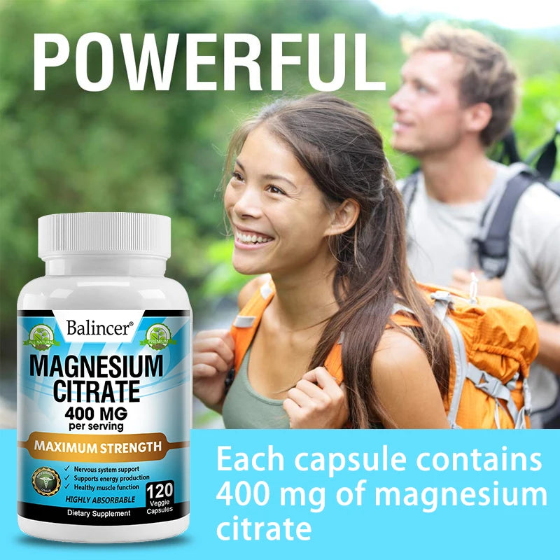 Magnesio Citrato 400mg – Corazón, Músculos, Nervios, Huesos y Digestión