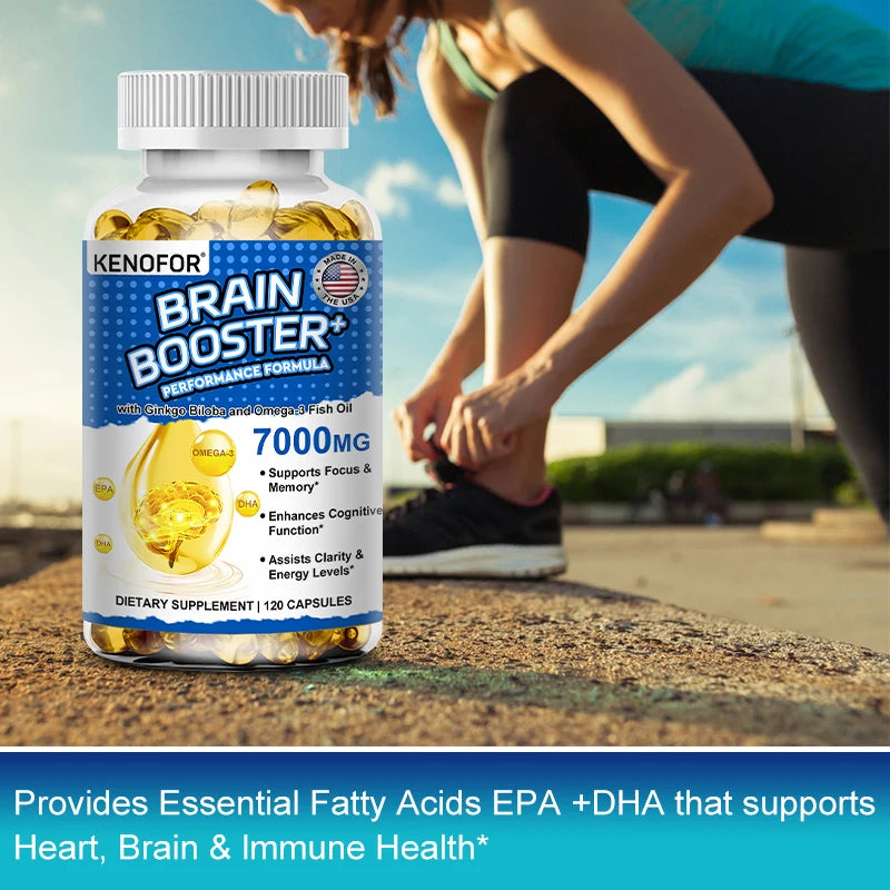 Omega 3 Aceite de Pescado – 1200mg EPA + 600mg DHA con Ginkgo Biloba para Corazón, Cerebro e Inmunidad