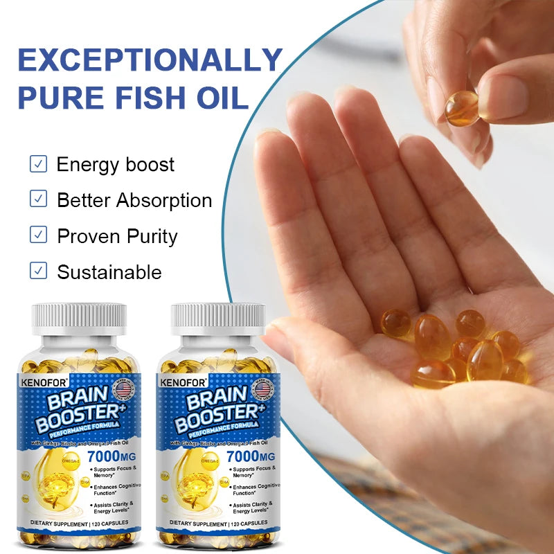 Omega 3 Aceite de Pescado – 1200mg EPA + 600mg DHA con Ginkgo Biloba para Corazón, Cerebro e Inmunidad