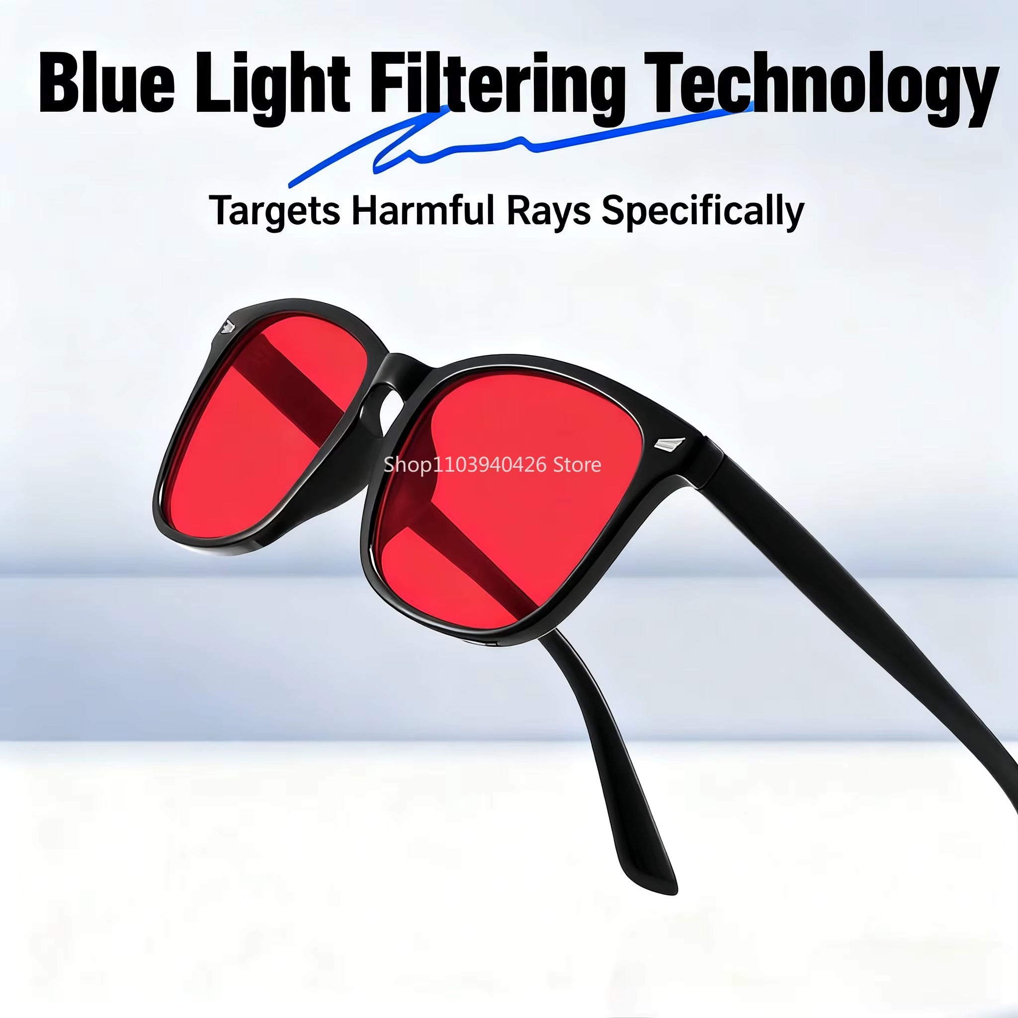 Blue Light Glasses Men Sleep Glasses for Blue Light Blocking Red Lens for Computer Gaming Reduce Eyestrain Bluelight Glasses