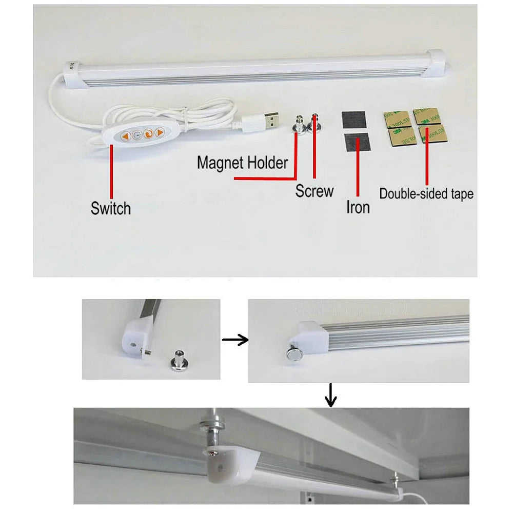 5V LED Book Lamp Student School Dormitory Reading Light USB Switch Adjustable LED Strip for Office Work Children Study Desk Lamp