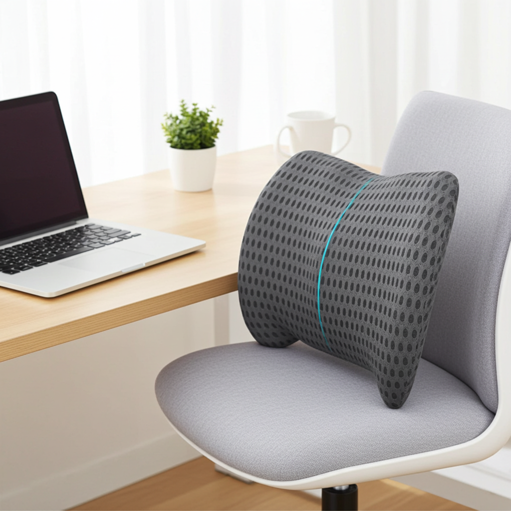 Almohada Lumbar Memory Foam – Alivio del Dolor de Espalda para Silla de Oficina, Auto y Sofá