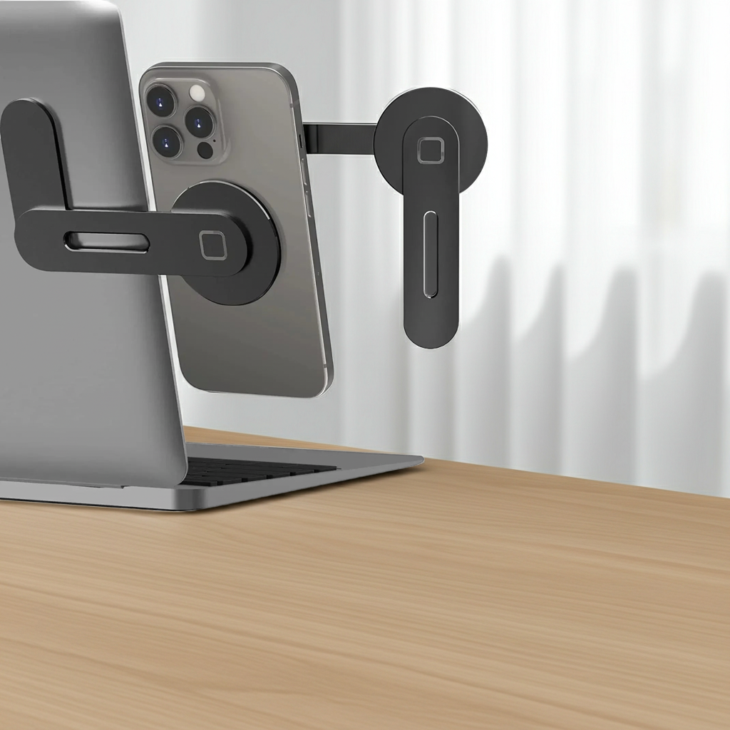 Soporte Magnético para Teléfono en Monitor o Laptop – Delgado, Plegable y Universal